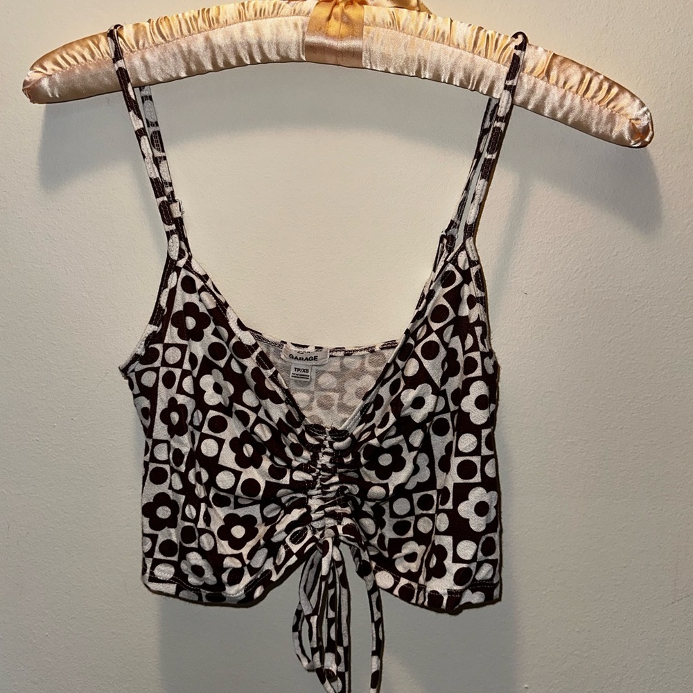 Garage Brown and White Floral Crop Top